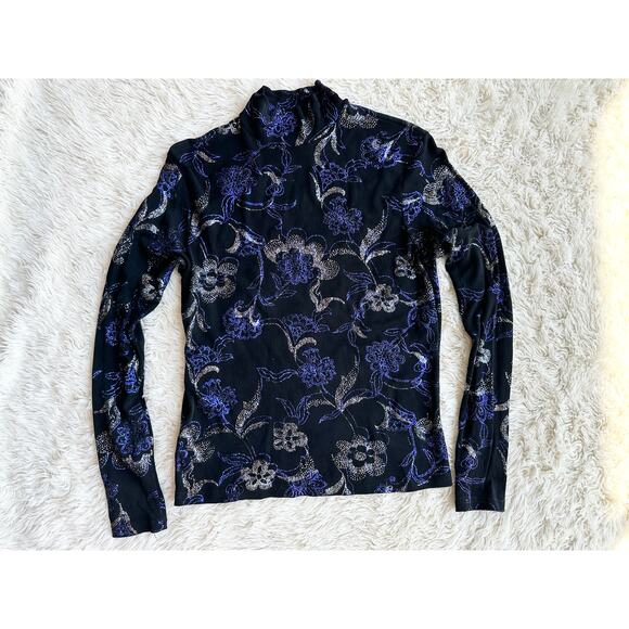 90’s Slinky Sparkle Mock Neck Stretch Top - Picture 1 of 13